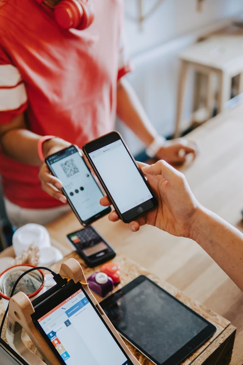 Merchant taking a mobile payment from a customer