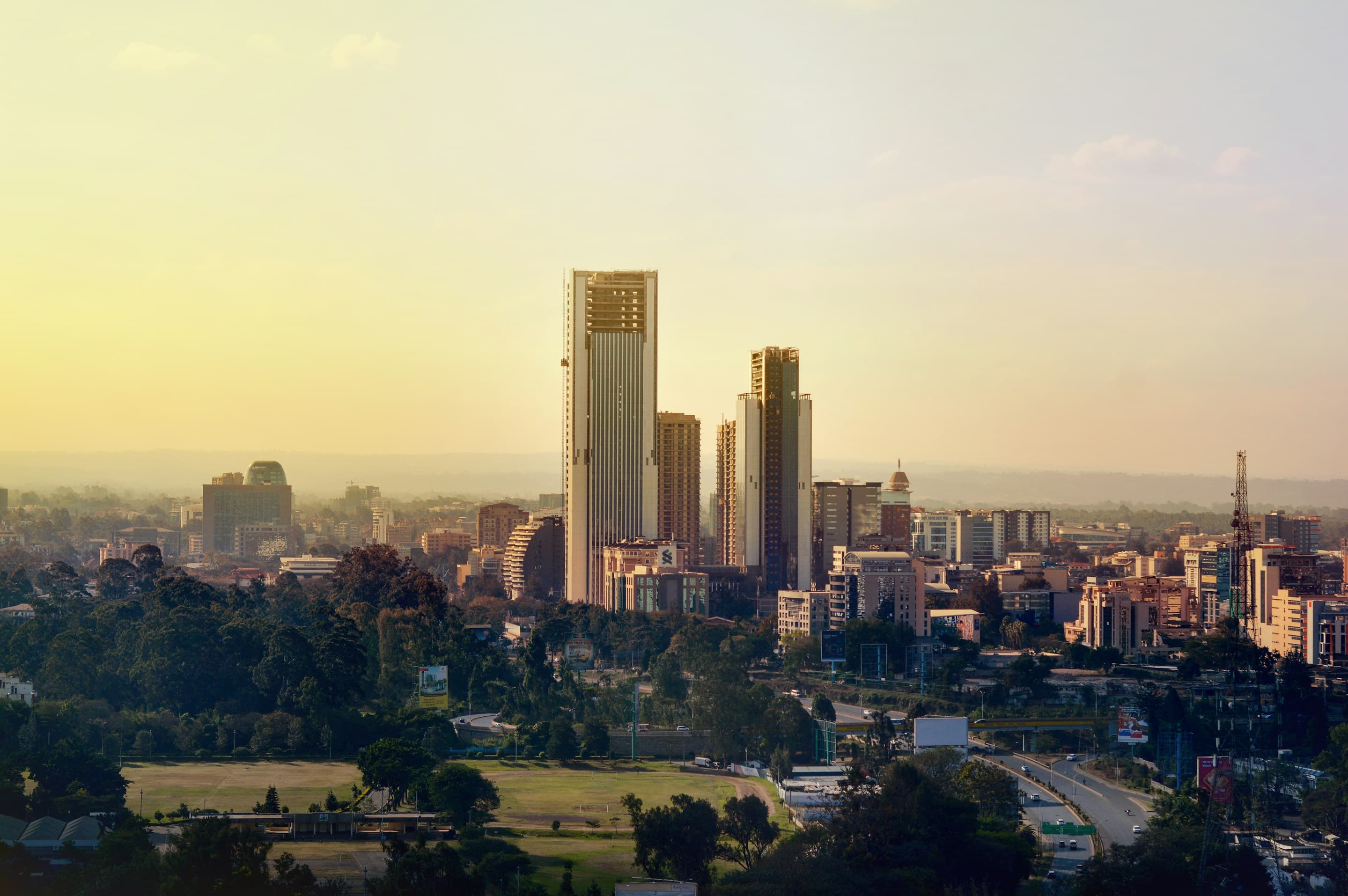 Nairobi skyline at dusk