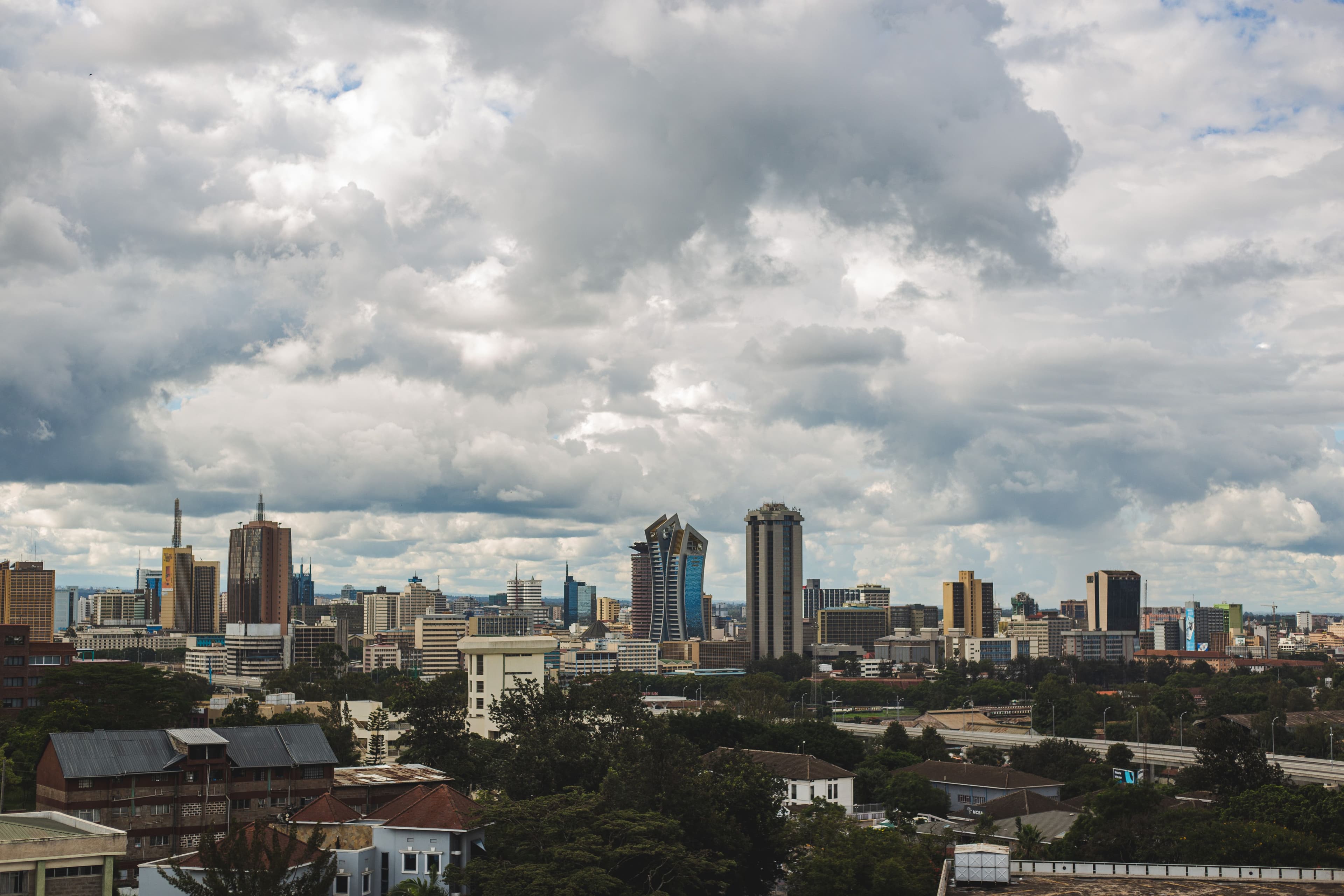 Nairobi skyline under a cloudy sky